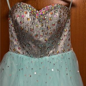 Sequin and Tulle Strapless Dress